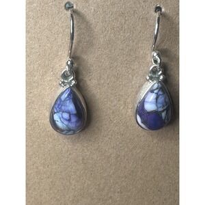 Purple Copper Turquoise 925 Sterling Silver Earrings